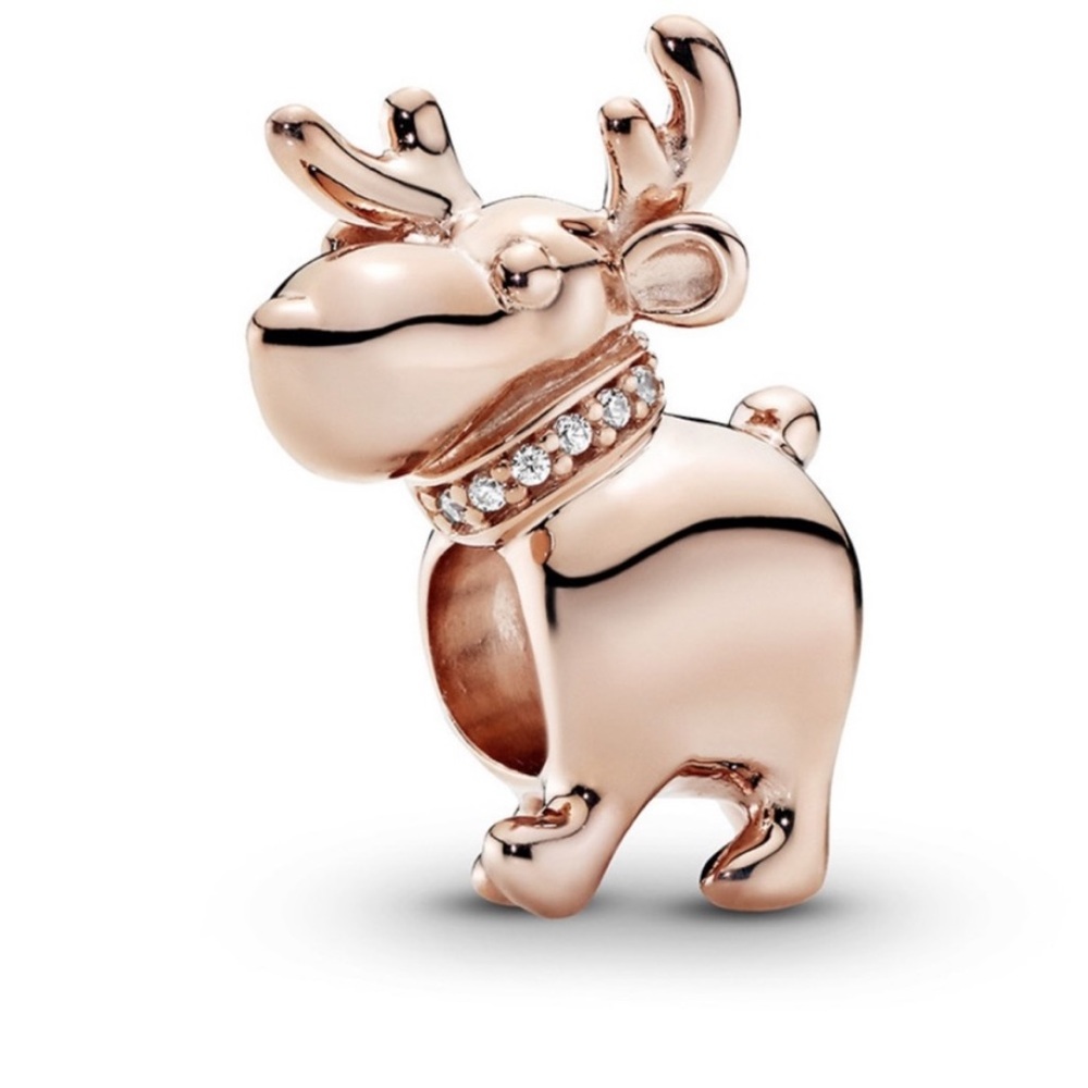 NWT 14 K rose, gold, reindeer charm Pandora charm - Picture 2 of 3